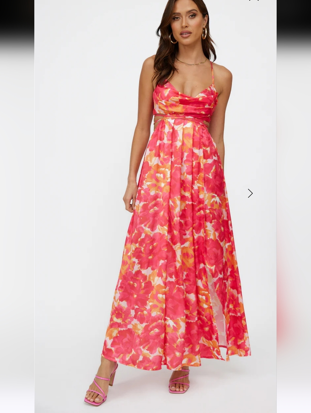 Hello Molly Pink and Yellow Floral High Low Dress